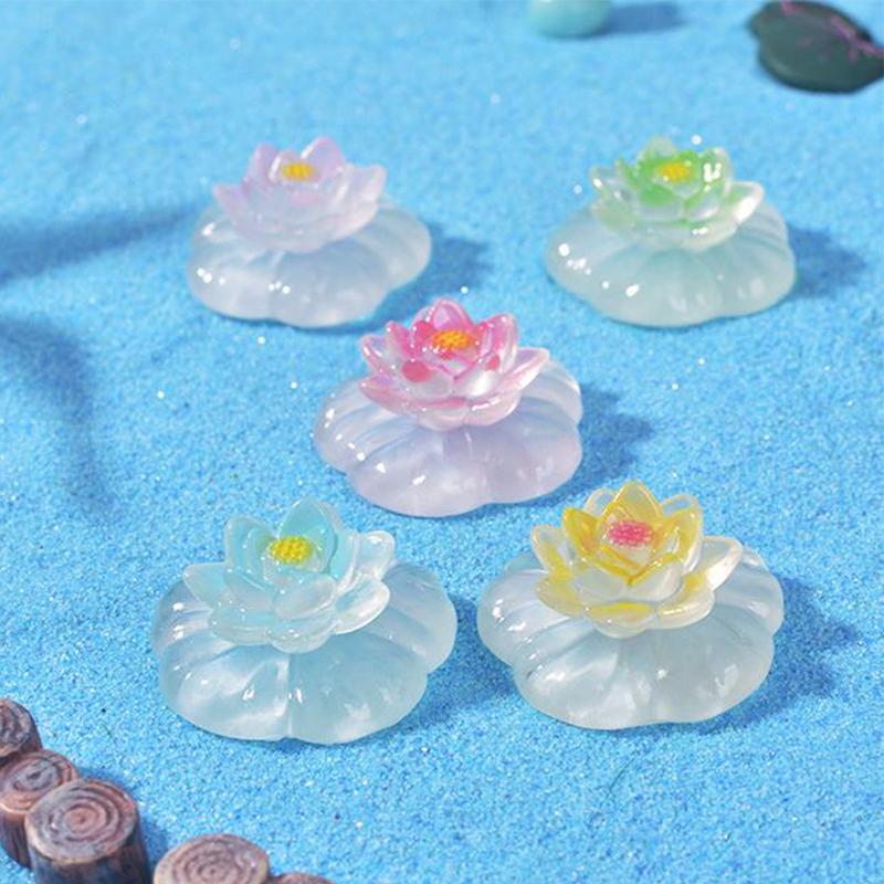 5 шт. мультяшные креативные фигурки цветов лотоса, светящиеся фигурки, украшения, сделай сам, ландшафт, украшения для дома, аксессуары, подарки