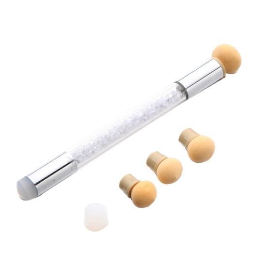 Силиконовая губка для штамповки с двойной головкой, градиентная краска, ручка для затенения, кисть для дизайна ногтей