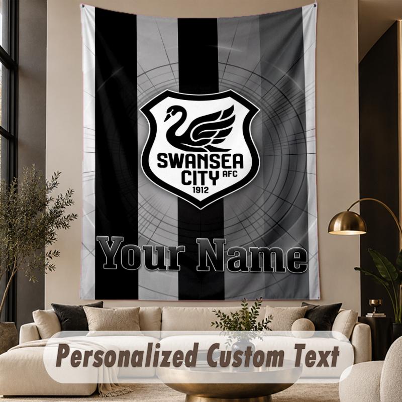 Custom Text Tapestry Swansea City FC Print Wall Tapestry Indoor Living Room Wall Decor