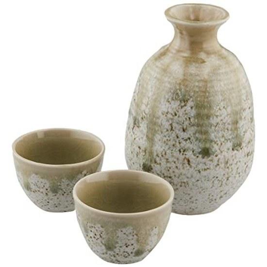 Kintouen Mino Ware Sake Set Tokkuri GuinomI O-choko Sakazuki Hisui Nagashi 280ml Atsukan Takada Decorative Box Included Gift