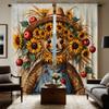 2pcs  Set HD Thanksgiving Garland Scarecrow Decorative Curtain Yellow Tie Digital Printed Curtain Home Decor Style Decorative