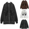 Women's Casual Loose Pocket Sweatshirt Street Sport Zip Cardigan Jacket  Coat