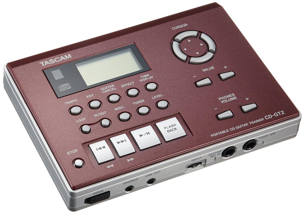 TASCAM CD-плеер для практики гитары, компактный, с регулировкой скорости и темпа, функция отмены гитары, тюнер CD-GT2, портативный, Изменить, Изменить,