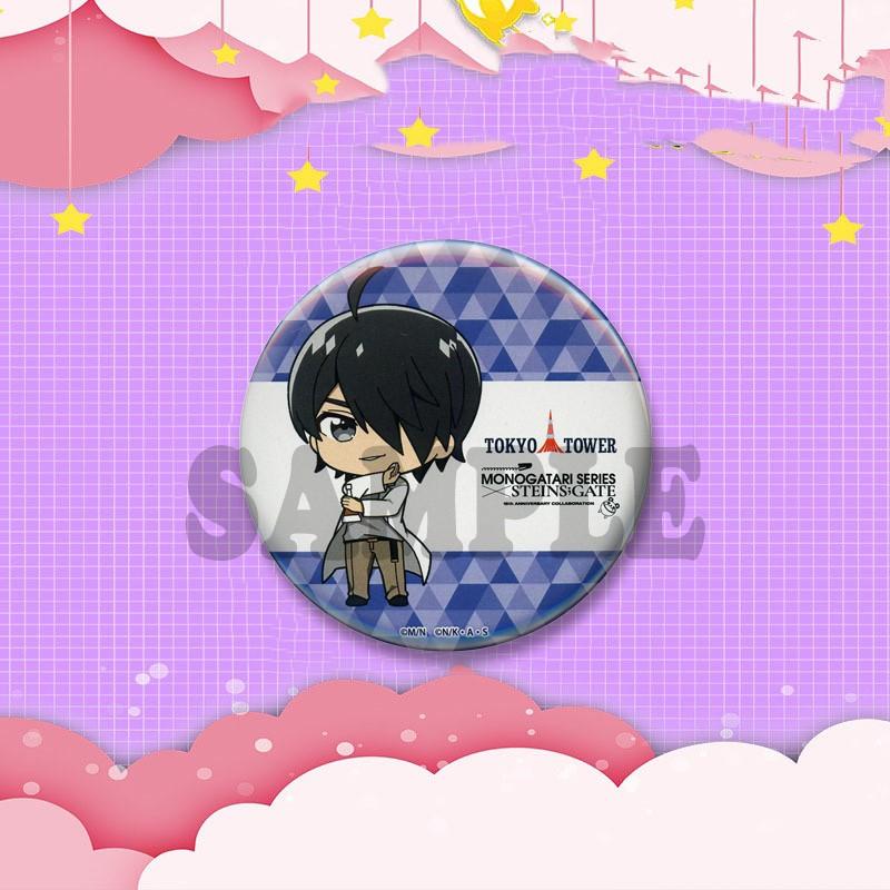 Kurisu Makise Mayuri Shiina Rintaro Okabe Cartoon Round Badge Anime Steins Gate Brooch Clothing Backpack Accessories Lapel Pins