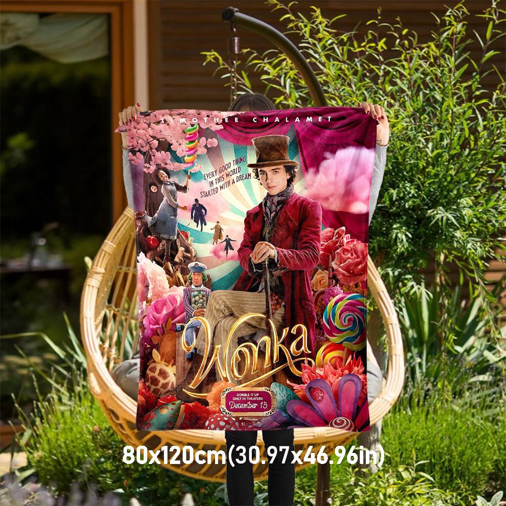 1pc Timothée Chalamet Wonka Outdoor Flannel Blanket Soft Plush Decor for Picnics, camping,Bedroom, Playroom, or Lunch Break, Perfect Gift