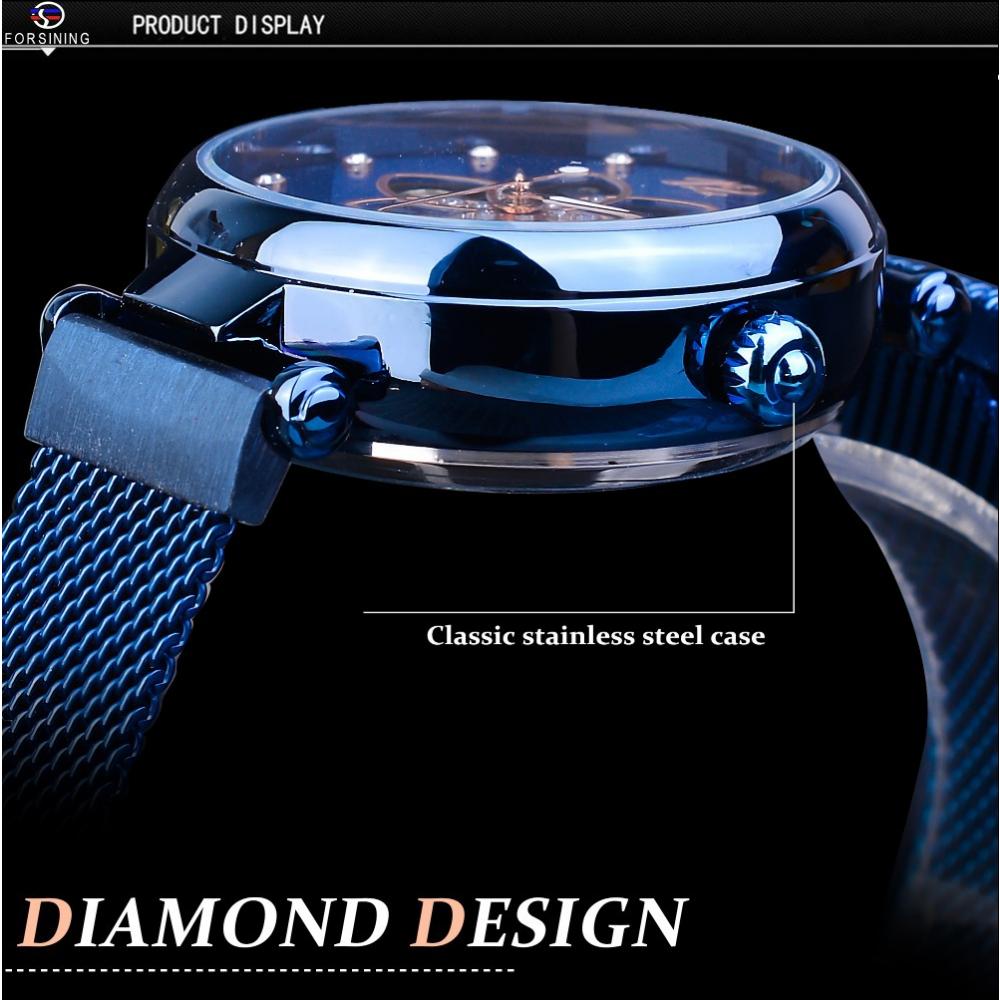 Forsining Новые модные женские часы, повседневные автоматические механические часы с полым сетчатым ремнем