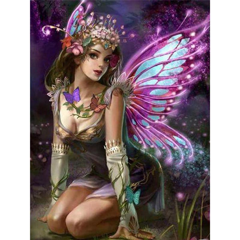 Full 5D Diy Diamond Painting Cartoon Butterfly Girl Embroidery Cross Stitch Home Decor Handmade Gift