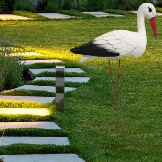 Simulated Animal Decoration Outdoor Garden Lifelike White Animal Resin Sculpture Weather-Resistant Lawn Ornament