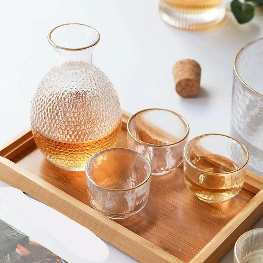 Набор для сакэ, 1 бутылка, 4 чашки, прозрачное декоративное уникальное универсальное стекло