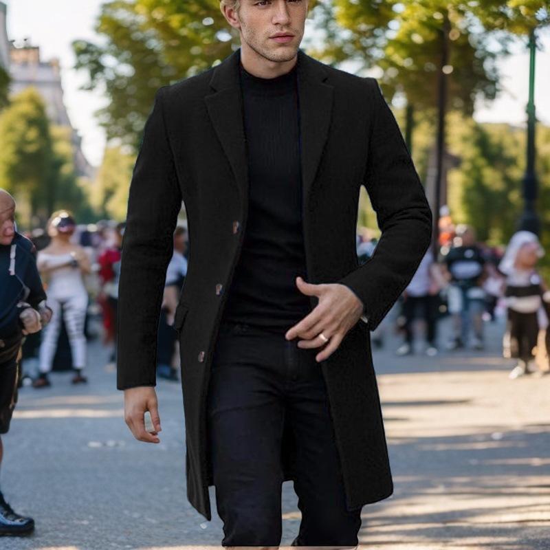 Шерстяное пальто Мужское пальто Японское и корейское однобортное шерстяное пальто