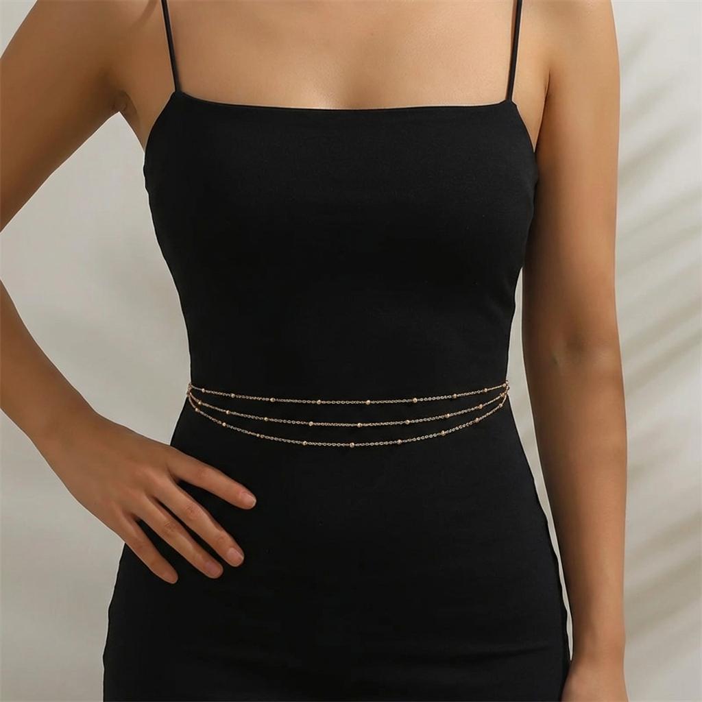 Multilayer Beads Chain Waist Chain for Women Girls Minimalist Sexy Belly Chain Beach Party Jewelry Gift