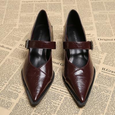 Модные весенне-осенние новые туфли на высоком каблуке большого размера для женщин 2025 Модные туфли-лодочки с острым носком для вечеринок Мэри Джейн с низким вырезом