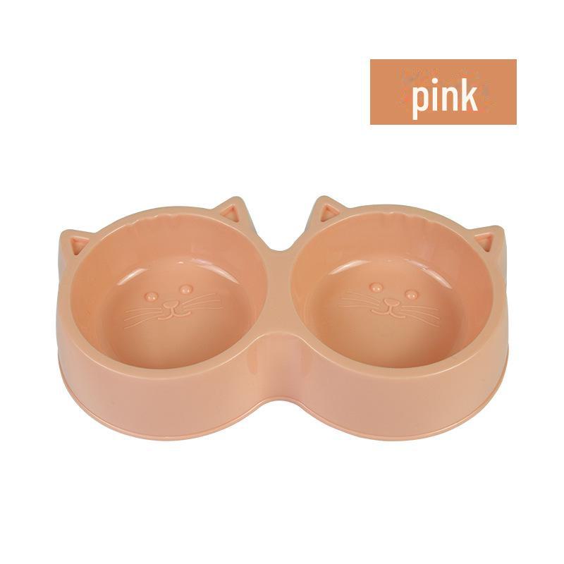 Противоскользящая большая кошачья мордочка, двойная миска для домашних животных, цвет макарон, пластик для собак и кошек
