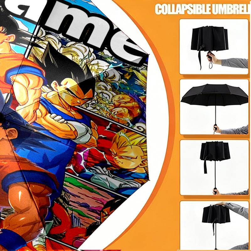 Персонализированный зонт с принтом DRAGON BALL, Автоматическое открытие/закрытие, Прочный 8-реберный каркас, Для поездок на работу, кемпинга, походов, Подарок на день рождения
