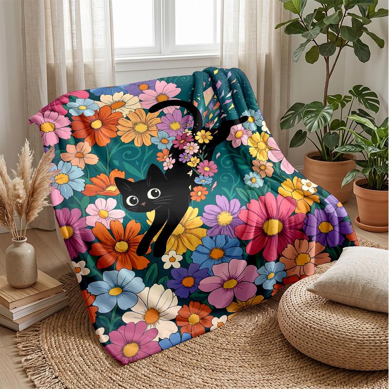 Fantasy Kitten Dreamscape Theme blanket Lightweight Warm Flannel Blanket Decorative Throw Blanket for Home Decoration