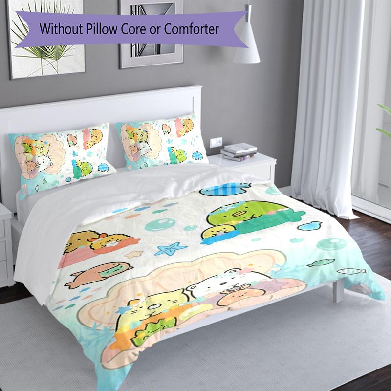 3pcs Sumikko Gurashi1 pattern bedding set duvet cover set includes duvet cover &pillowcases, perfect all season bedroom decoration & gift