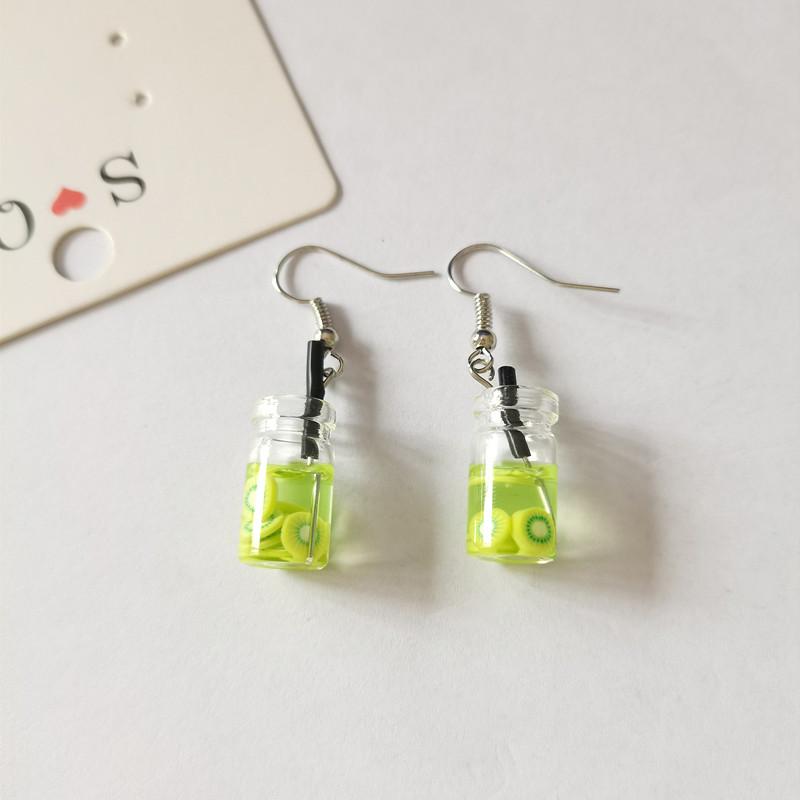 New Pearl Milk Tea Fruit Creative Personality Drop Earrings Japanese Korean Fun Ear Hook Small Earrings For Women Female