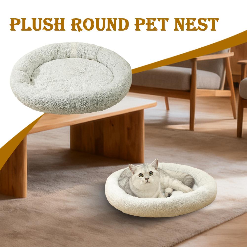 Круглая кошачья лежанка из арктической фланели, теплая кошачья лежанка, круглая кошачья лежанка, мягкая и удобная собачья кровать, износостойкий коврик, зимние принадлежности, товары для животных