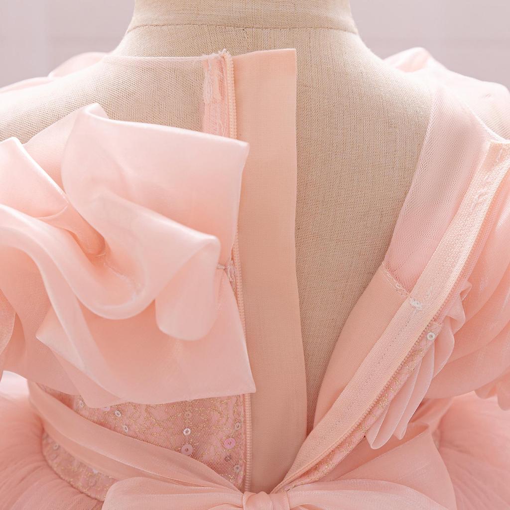 Детское пышное платье принцессы из сетки с открытыми плечами для выступлений на фортепиано