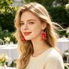 Festive Christmas Gift for Her 1 Pair 2D Acrylic Bell Dangle Earrings Women, Cute Red Pendant Holiday with Bow, Jewelry Gifts Xmas Party Accessories