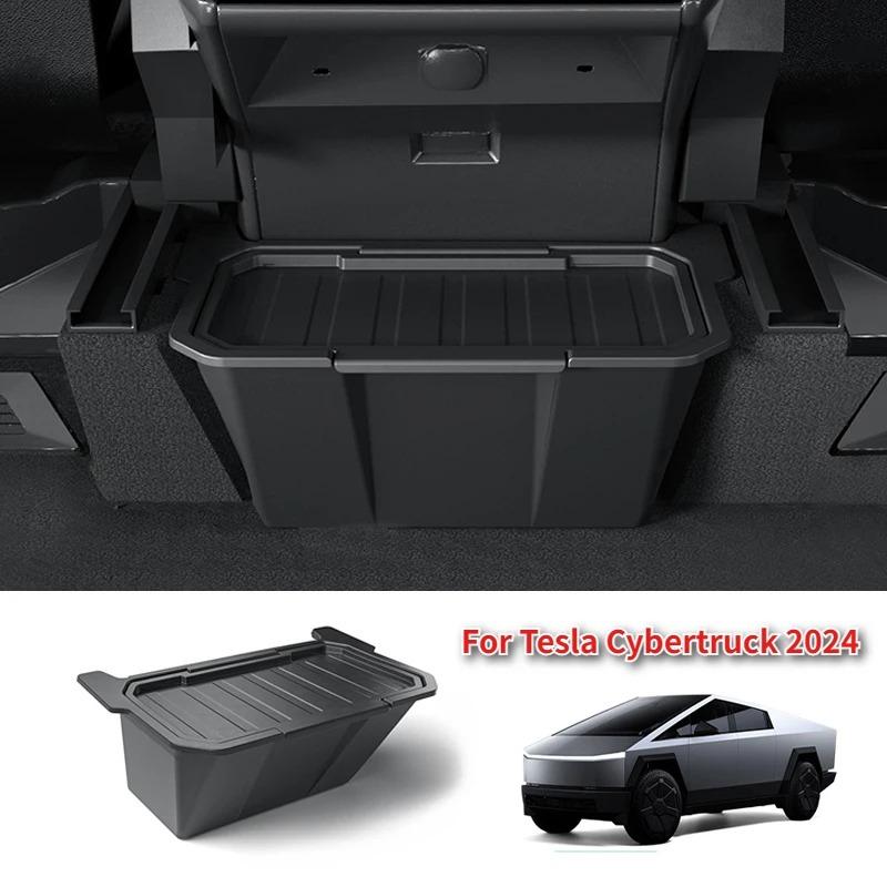 Rear Seat Storage Box for Tesla Cybertruck 2025 Rear Floor Storage Box Organizer with Cover Storage Trash Can Car Accessories