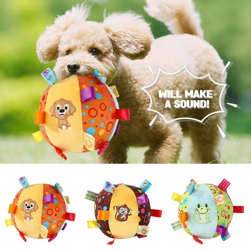 Bite Resistant Handle Dog Toys Plush Dog Squeak Ball Toys Funny Dog Chewing Ball Pet Supplies