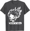 Хипстерская футболка с принтом 'Пылающий Череп Rock N Roll', повседневная, хлопковая, с коротким рукавом