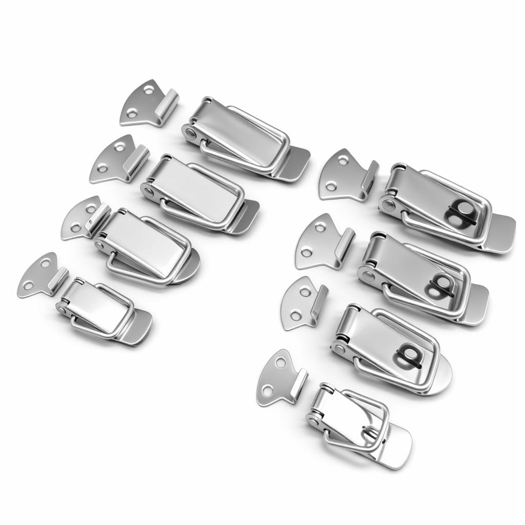 Stainless Steel Toggle Latch Clamp Hasp Lock Luggage Metal Buckle with Spring Loaded Toggle Latch for Cabinet Wooden Case Box