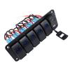 5 Gang Rocker Switch Panel with 4.8A Dual USB Charger Voltage Meter Universal Fit for DC12 To 24V Car Truck RV