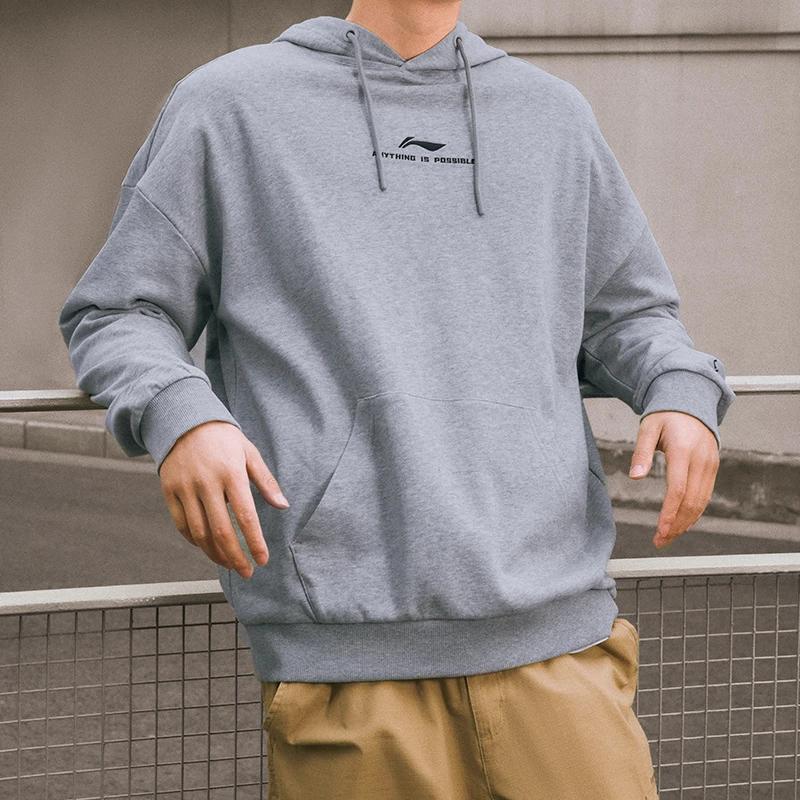 Li Ning Sports Fashion Collection Sweatshirt Unisex Heather Gray AWDT597-3