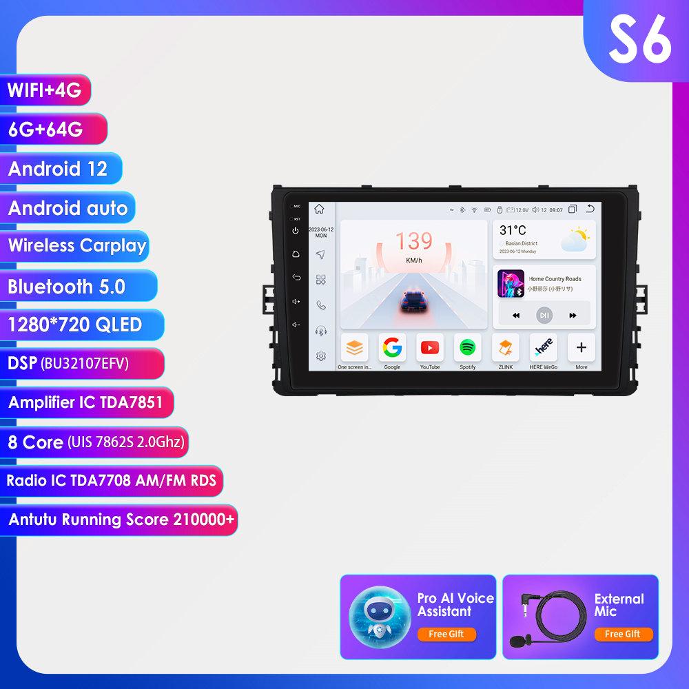 Hizpo 9'' QLED Экран Carplay 4G 2Din Android13 Автомагнитола для Для VW MQB Polo Plus T-Cross Как T-Кросс T-Roc Tharu Sagitar Интеллектуальная Автомагнитола