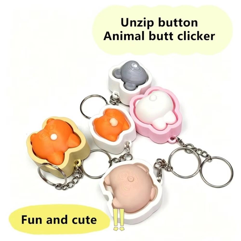 Slow Resbound Finger Button Clicker Cartoon Animals Squeeze Toy Keychain Students Gifts