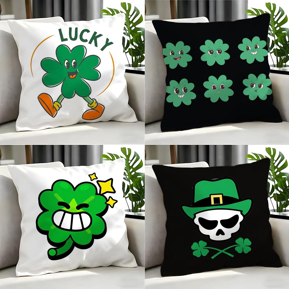 SSt Patrick Cartoon Lucky Clover Cushion Cover Cushion Cover Set Pcs x x x Pillowcase Decorative Sofa Home Decor