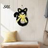 Indoor Outdoor Hanging Decor Halloween Cat Wreath, Cute Black Shape Door Ornament, Glitter Tinsel Seasonal Home Arrangement Wreath with Bow