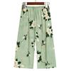 2 Pcs/Set Women Vest Pants Set Flower Print Round Neck Sleeveless Loose Pleated Elastic Waist Wide Leg Casual Homewear Mid-aged Mother Pajamas Set