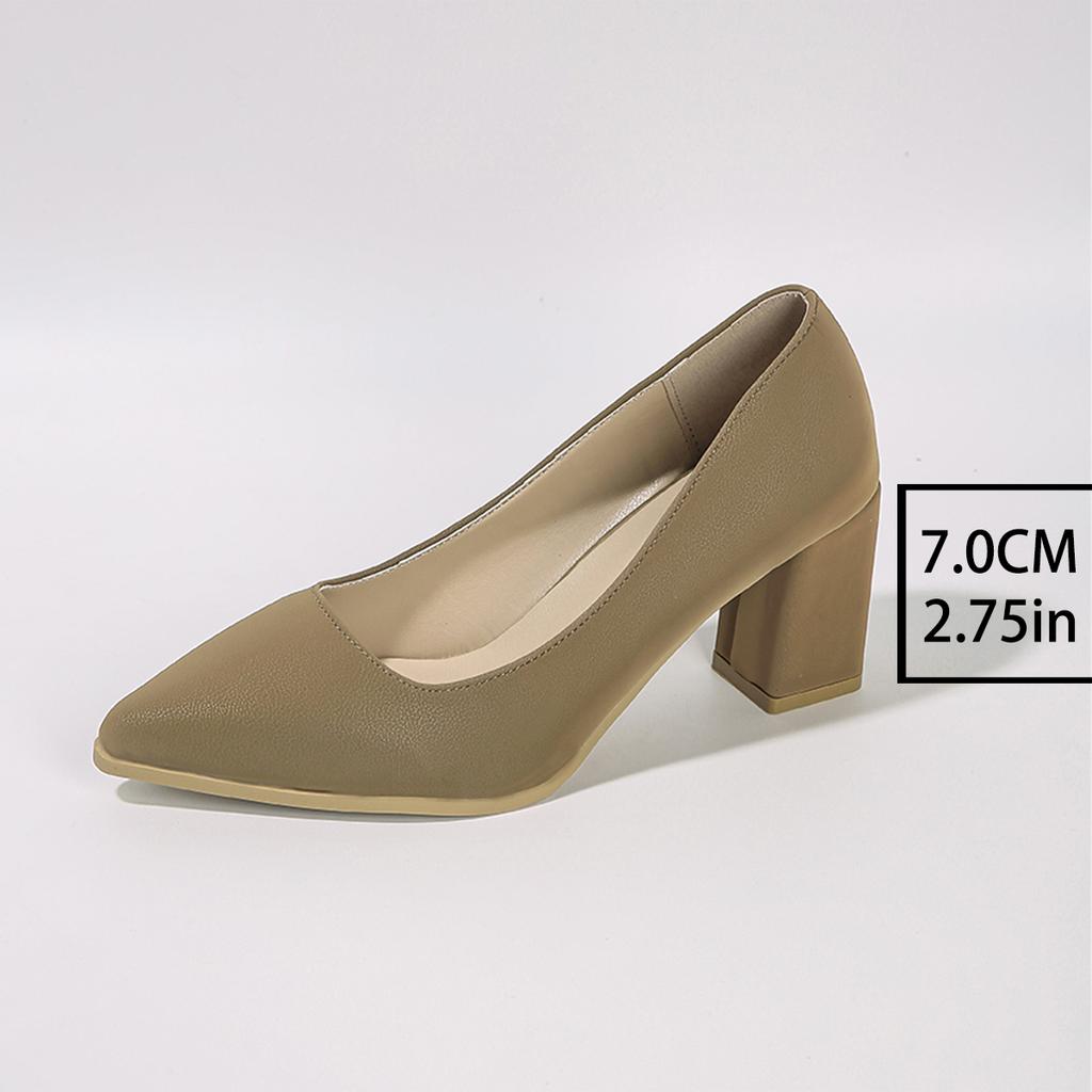 Модные сексуальные туфли на каблуках 7 см с острым носком, женские туфли, мягкие на ощупь, толстые, однотонные, с неглубоким носком, женские туфли на высоком каблуке
