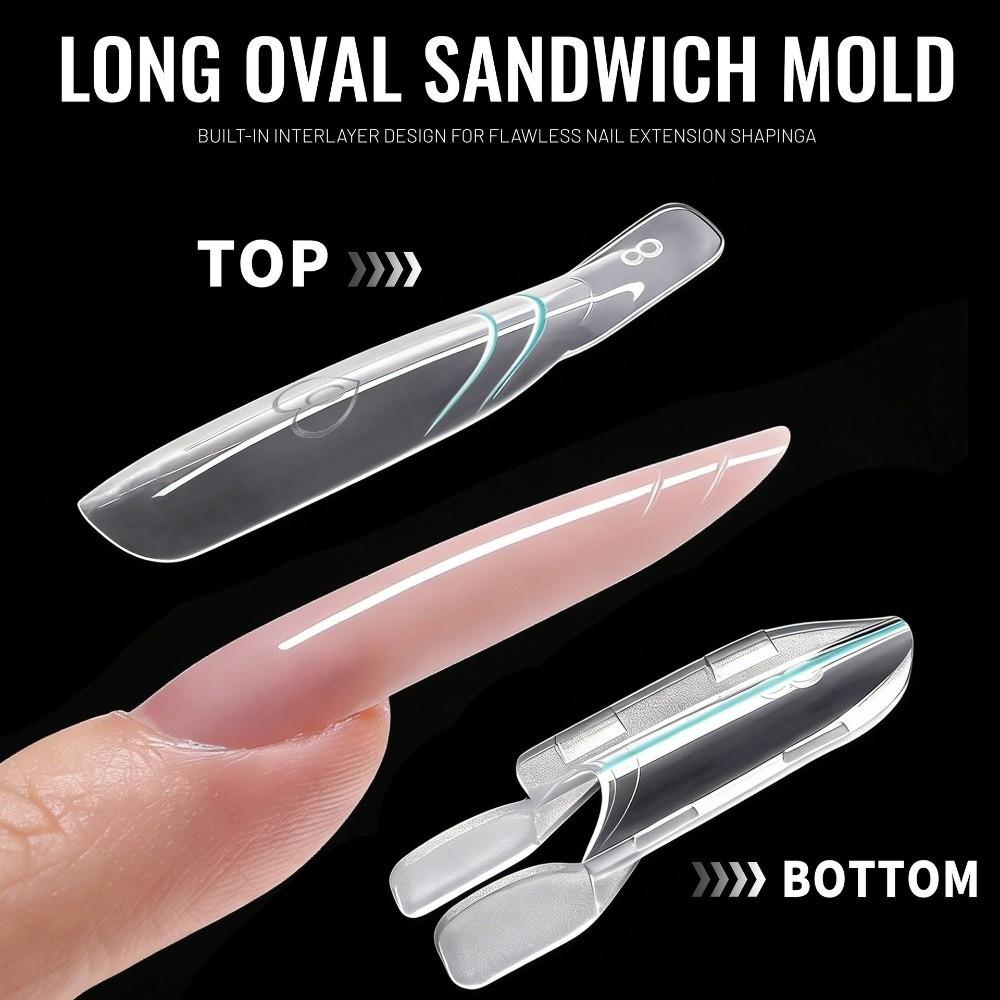 120pcs Clear Dual Nail Forms Rocket Shape Nail Form Mold Sandwich Dual Nail Form for Manicure Kit