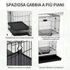Small Cage for Rabbits Guinea Pigs in Black Metal with 2 Doors and Pull-Out Tray 81.2x52.7x70cm
