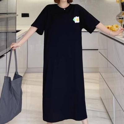 Женская мода лето весна цветочный узор принт рукава 1/2 О-образный вырез свободная талия повседневные платья