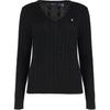 Polo Однотонный свитер с V-образным вырезом и длинными рукавами Женский свитер Черный 211891641-017