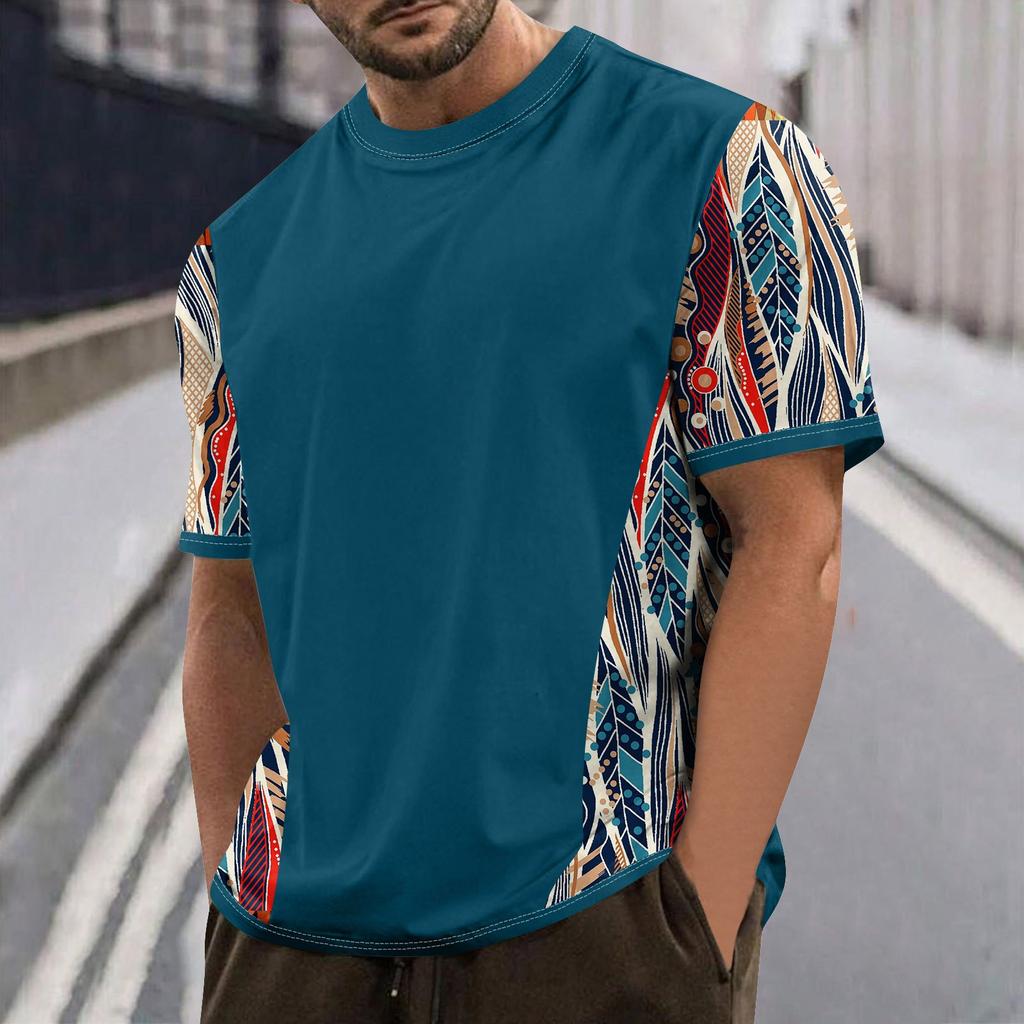 Летняя мужская популярная футболка с круглым вырезом и коротким рукавом с принтом