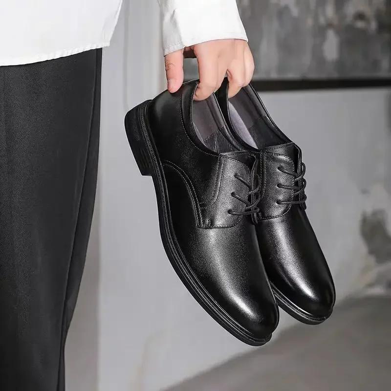 FashionSocial Shoe Male Elegant Pointed Toe Men's Formal Shoes Leather Casual Black 2024 Style Classic Legitimate Luxury Designer Party