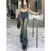 Women's High Waist Jeans, Retro Style, Grey Stretch Denim, Slim Fit Flare Pants with Pockets, All-Season Wear