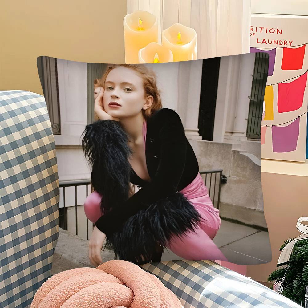 pc Sadie Sink Stranger Pillow Case Fashion Square Pillowcase Bedroom Sofa Room Ins Decoration Leisure