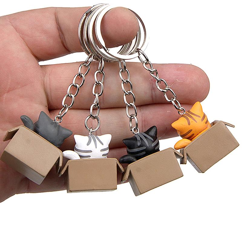 Креативный милый маленький кошачий брелок для ключей для женщин и мужчин, брелок для ключей, сумка, автомобильные подвески