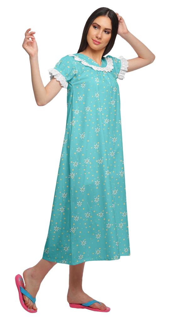 Moomaya Женская ночная рубашка с V-образным вырезом для кормления, хлопковая ночная рубашка А-силуэта с принтом