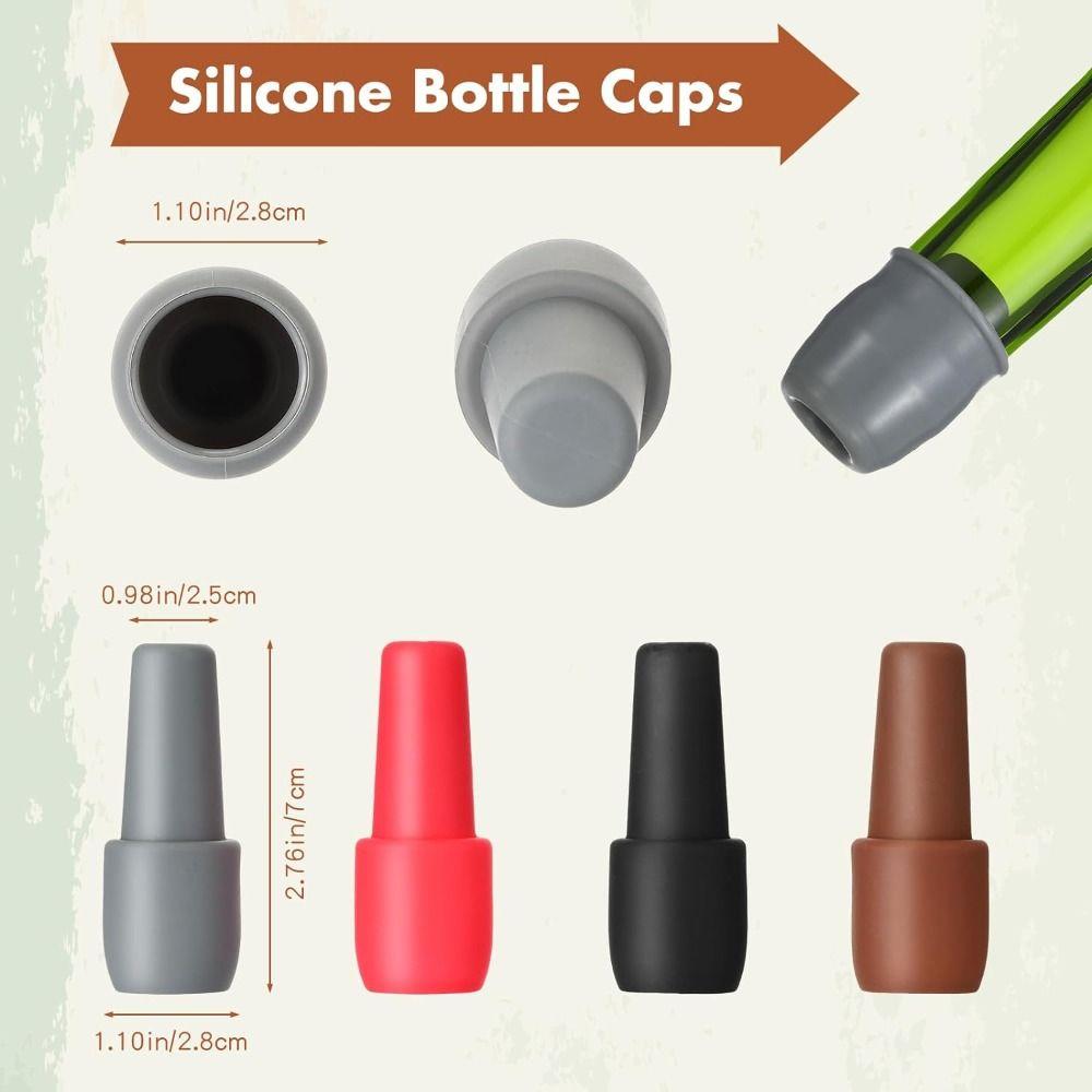 6Pcs Multicolor Silicone Wine Stoppers Reusable Beverage Sealer Wine Bottle Sealer  Sparkling Wine