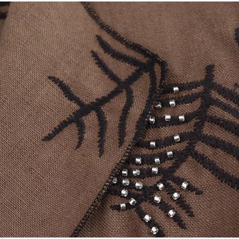 Модная вышитая майка для женщин в стиле ретро с круглым вырезом без рукавов с поясом длинный жилет лето осень уличные женские жилеты