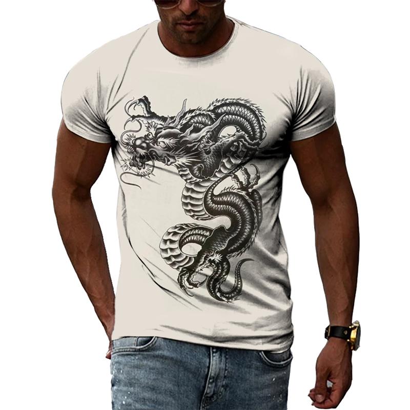 Summer Fashion Chinese Dragon Men T-shirts 3D Trend Casual Personality Cool Style Printing Tees Hip Hop O-neck Short Sleeve Tops