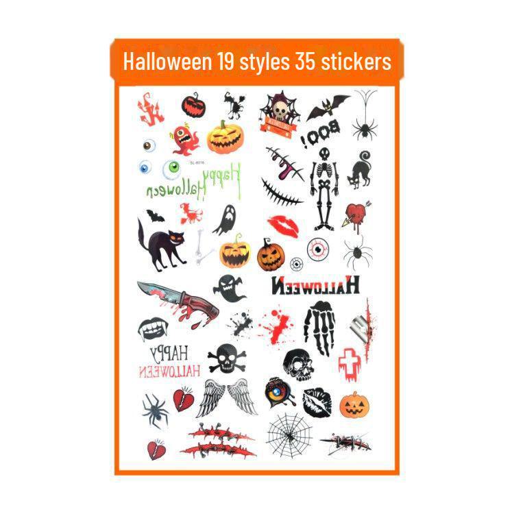 Детские наклейки-татуировки с героями мультфильмов на Хэллоуин — милые тыквы, привидения, черепа, водонепроницаемые и прочные